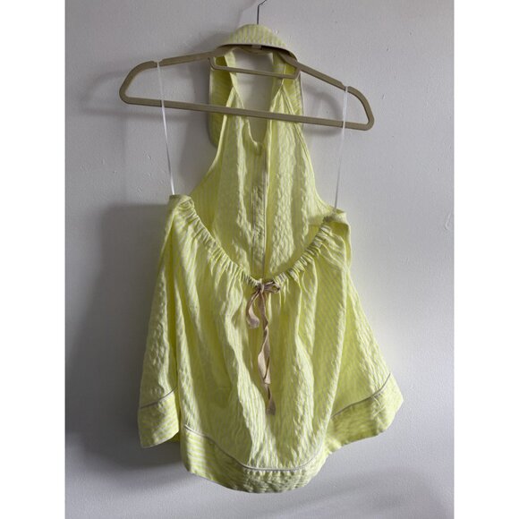 By Anthropologie Women's Yellow stripe Button-Front Halter Swing Blouse large - Picture 2 of 8